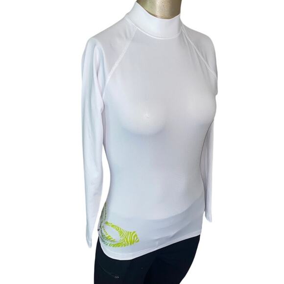 ROXY Women Size 8 Top Rashguard UV Tech Mock Neck Long Sleeve Shirt White - Picture 1 of 8